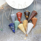 5pcs Lapis Tiger Eye Pendulum Pendants, 17x36mm Amulet Gems Charms