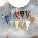 5pcs Lapis Tiger Eye Pendulum Pendants, 17x36mm Amulet Gems Charms