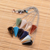 5pcs Healing Pendulum Lapis Lazuli Amethyst Quartz Crystal Reiki Pendulos