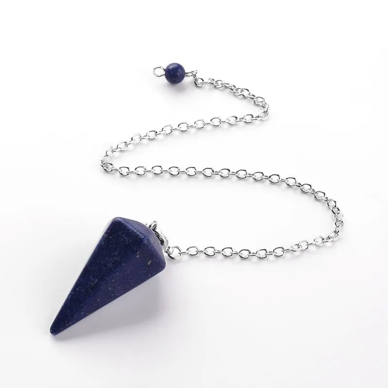 5pcs Healing Pendulum Lapis Lazuli Amethyst Quartz Crystal Reiki Pendulos