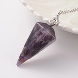 5pcs Healing Pendulum Lapis Lazuli Amethyst Quartz Crystal Reiki Pendulos