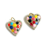 5pcs Cubic Zircon Heart Charms for Jewelry Making