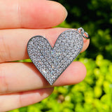 5pcs Heart Pendant Zirconia Pave Jewelry Supply