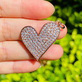 5pcs Heart Pendant Zirconia Pave Jewelry Supply