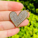 5pcs Heart Pendant Zirconia Pave Jewelry Supply