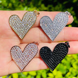 5pcs Heart Pendant Zirconia Pave Jewelry Supply
