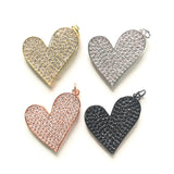 5pcs Heart Pendant Zirconia Pave Jewelry Supply