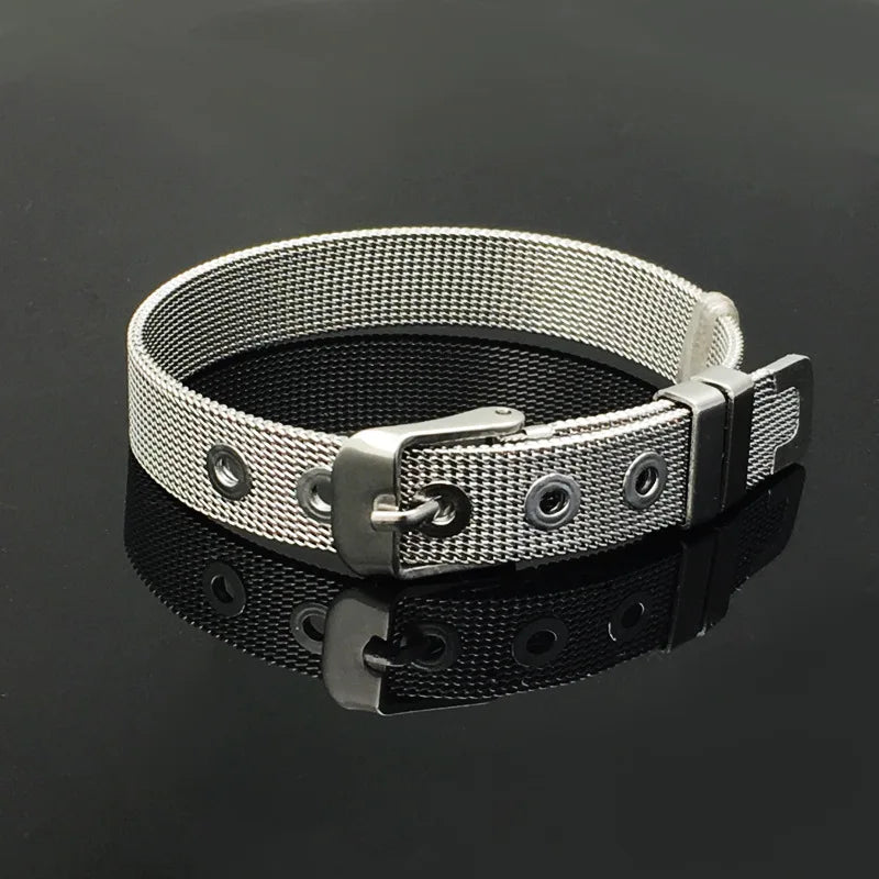 5pcs Adjustable Stainless Steel Mesh Bracelet, DIY Accessory