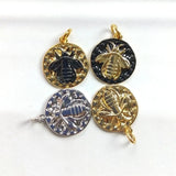 5pcs Bee Round Pendant Colors Lifelike Animal Pattern DIY Brass Jewelry