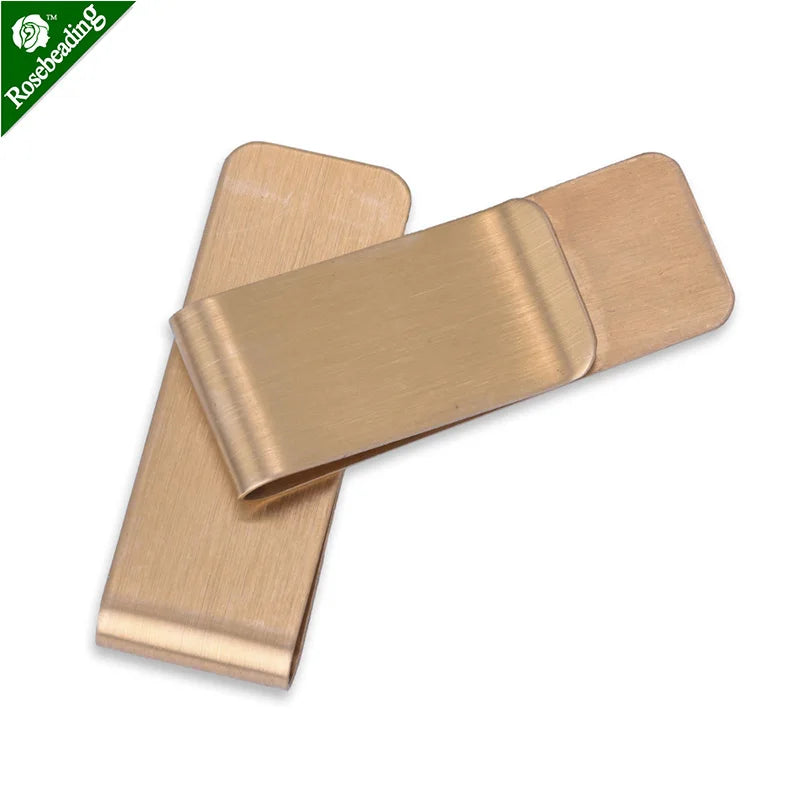 5pcs Raw Brass Money Clip Holder For Slim Pocket Cash, Jewelry Making