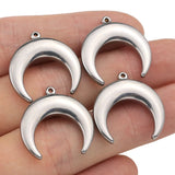 5pcs Stainless Steel Crescent Moon Horns Charms for DIY Jewelry Making