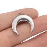 5pcs Stainless Steel Crescent Moon Horns Charms for DIY Jewelry Making