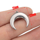 5pcs Stainless Steel Crescent Moon Horns Charms for DIY Jewelry Making
