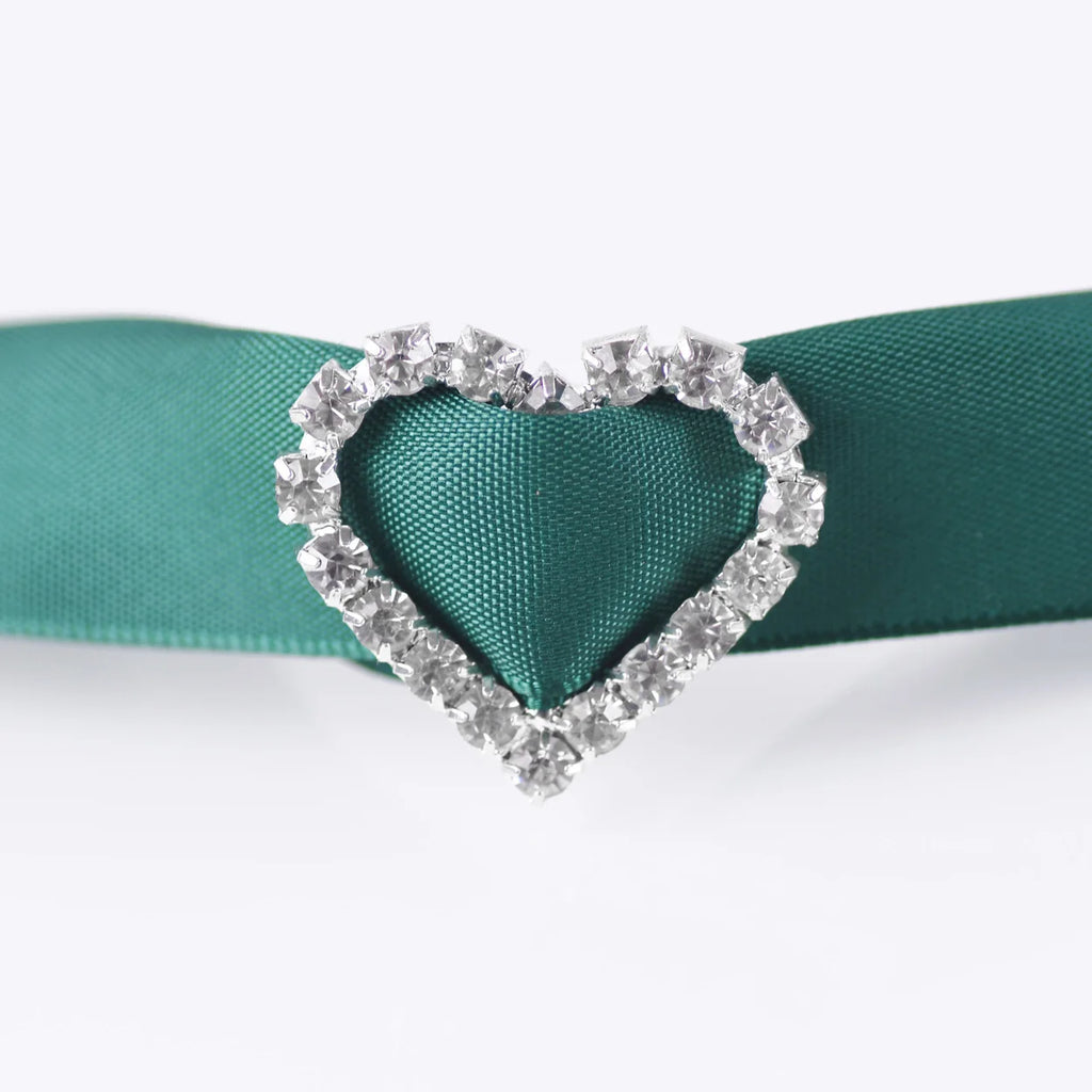 5pcs Heart Crystal Rhinestones Beads Connectors Slide Buckle for DIY