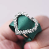 5pcs Heart Crystal Rhinestones Beads Connectors Slide Buckle for DIY