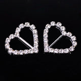 5pcs Heart Crystal Rhinestones Beads Connectors Slide Buckle for DIY