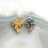 5pcs Coconut Tree Pendant Micro CZ Paved Vintage Charm DIY Necklace