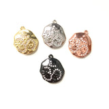 5pcs OM Symbol Cubic Zirconia Gold-Plated Charm for Jewelry Making