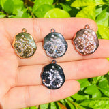 5pcs OM Symbol Cubic Zirconia Gold-Plated Charm for Jewelry Making