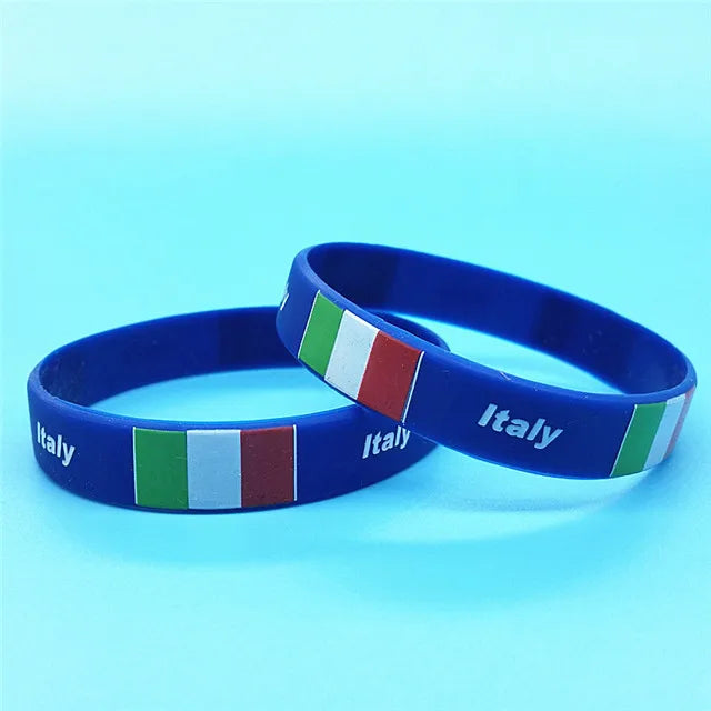5pcs Flag Bracelet Friendship Wristband Silicone Motivational Band Italia Bangle