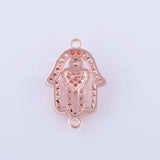 5pcs Zircon Crystal Heart Hamsa Charms For Bracelet Making
