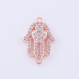 5pcs Zircon Crystal Heart Hamsa Charms For Bracelet Making