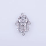 5pcs Zircon Crystal Heart Hamsa Charms For Bracelet Making