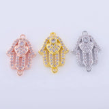 5pcs Zircon Crystal Heart Hamsa Charms For Bracelet Making