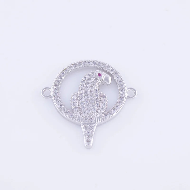 5pcs Vintage Zircon Parrot Charms For Bracelets & Necklace