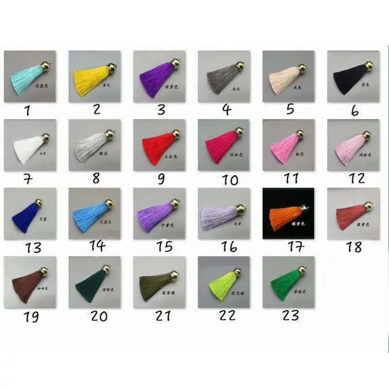 5pcs Ice Silk Tassel Trim Key Chain Pendants Craft Keyring DIY
