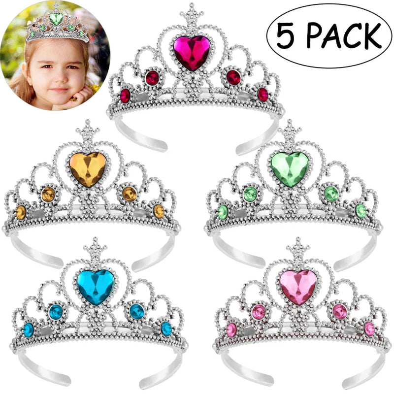 5pcs Kids Tiara Crown Set Girls Party Accessories