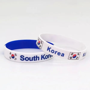 5pcs Korea Flag Silicone Wristband Sports Rubber Men Women Motivational Bracelet
