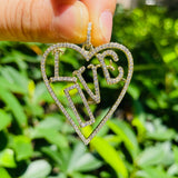 5pcs LOVE Heart Word Charms Necklace Bracelet Making Zirconia Pendants