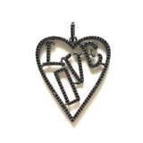 5pcs LOVE Heart Word Charms Necklace Bracelet Making Zirconia Pendants