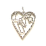 5pcs LOVE Heart Word Charms Necklace Bracelet Making Zirconia Pendants