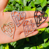 5pcs LOVE Heart Word Charms Necklace Bracelet Making Zirconia Pendants