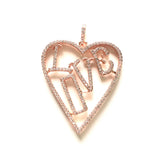 5pcs LOVE Heart Word Charms Necklace Bracelet Making Zirconia Pendants
