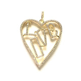 5pcs LOVE Heart Word Charms Necklace Bracelet Making Zirconia Pendants