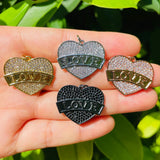 5pcs LOVE Heart Charms for Women Bling Letter Pendant Jewelry Making