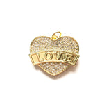 5pcs LOVE Heart Charms for Women Bling Letter Pendant Jewelry Making