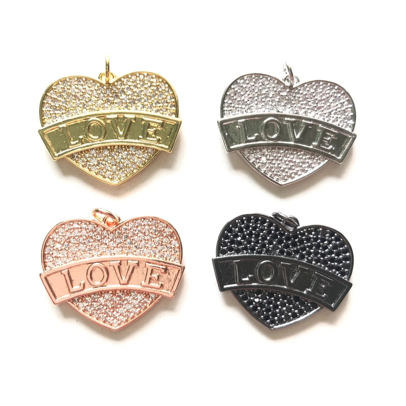5pcs LOVE Heart Charms for Women Bling Letter Pendant Jewelry Making
