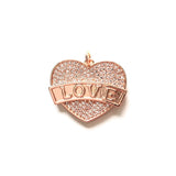 5pcs LOVE Heart Charms for Women Bling Letter Pendant Jewelry Making