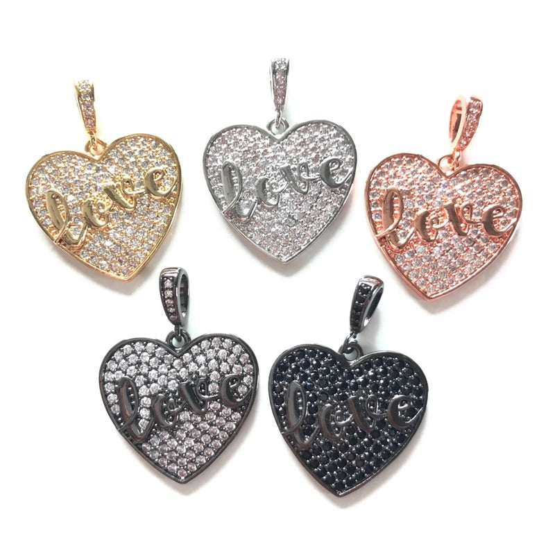 5pcs LOVE Letters Heart Charms for Bracelet Necklace Pendant