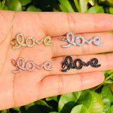 5pcs LOVE Words Charm Crystal Stone Pave Accessory Jewelry Handcraft DIY