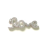 5pcs LOVE Words Charm Crystal Stone Pave Accessory Jewelry Handcraft DIY