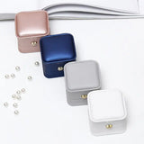 5pcs Leather Ring Box Crown Metal Buckle Ring Earring Jewellery Case