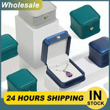 5pcs Leather Ring Box Crown Metal Buckle Ring Earring Jewellery Case