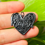 5pcs Leopard Print Mom Heart Charms Jewelry Making Pendants