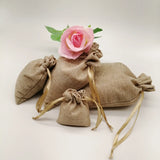 5pcs Linen Gift Bag Ribbon Jute Bag Sack Drawstring Jewelry Bags Pouch