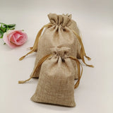 5pcs Linen Gift Bag Ribbon Jute Bag Sack Drawstring Jewelry Bags Pouch